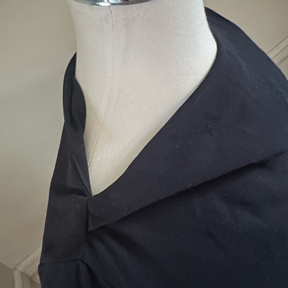 Zara Black Boatneck Draped Asymmetric Hem Long Sleeve Blouse - Picture 3 of 7